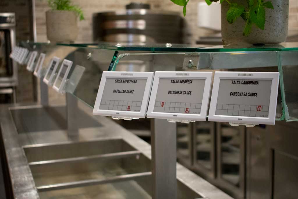 Buffet con etiquetas electrónicas-Etiquetas electrónicas para buffets de hoteles